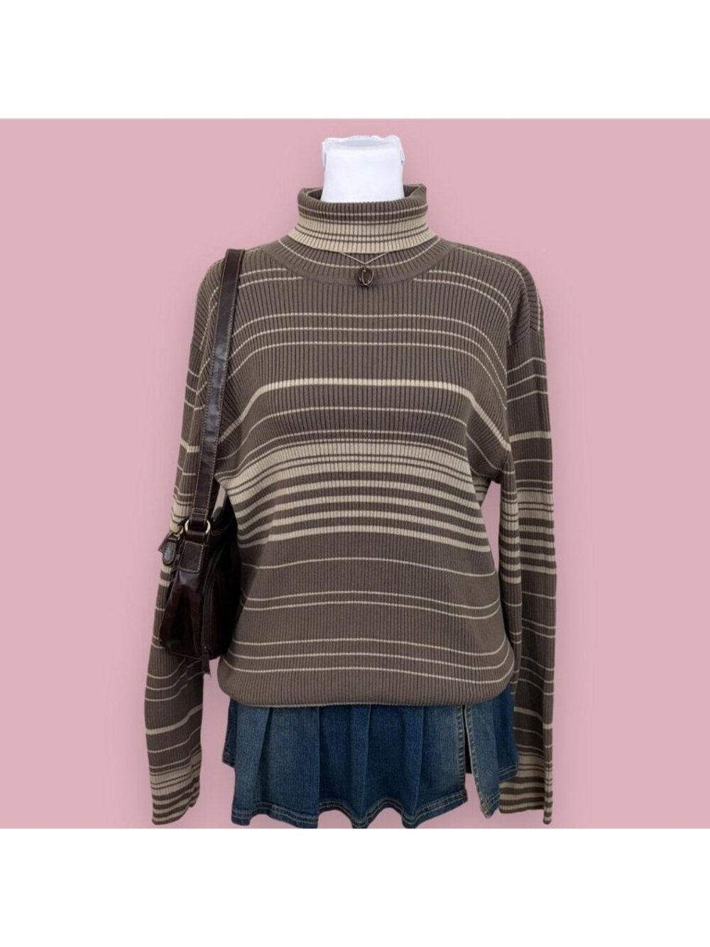 y2k striped boho chic turtleneck sweater top